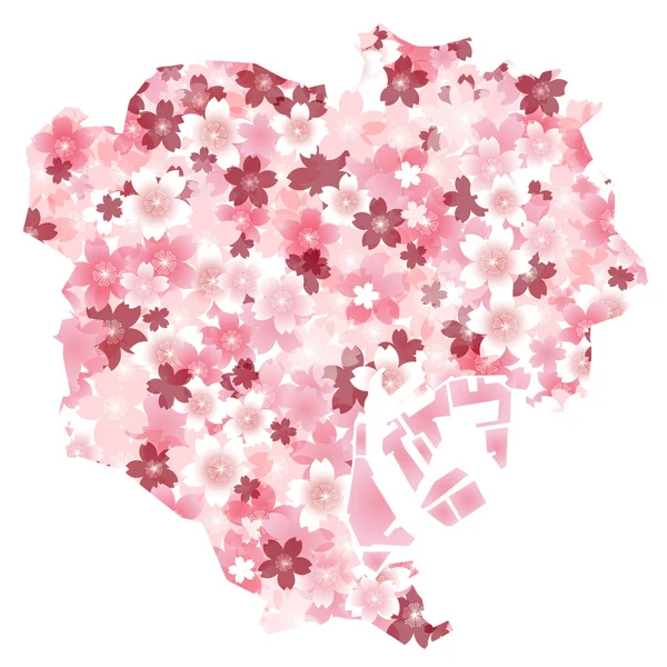Tokyo Tokyo'nın 23 wards kiraz çiçekleri bahar — Stok Vektör