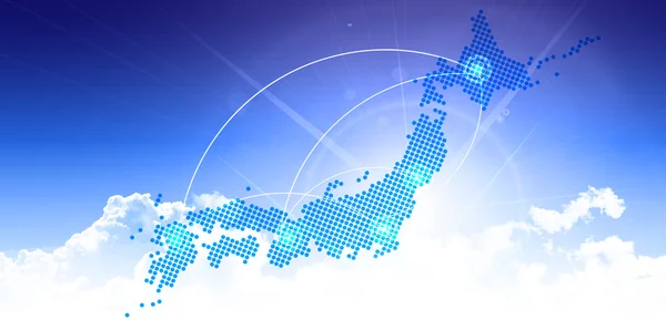 Japonya harita gökyüzü iletişim arka plan — Stok Vektör