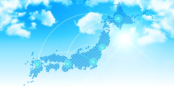 Japonya harita gökyüzü iletişim arka plan — Stok Vektör
