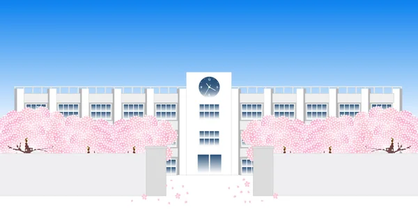 桜学校春の背景 — ストックベクタ