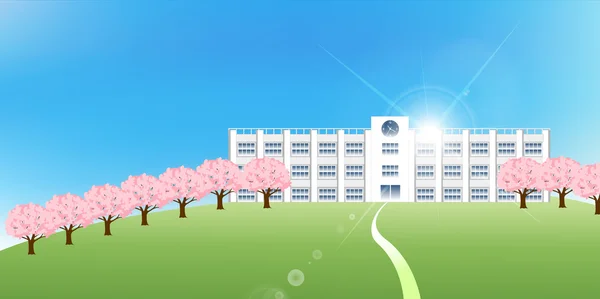 桜学校春の背景 — ストックベクタ