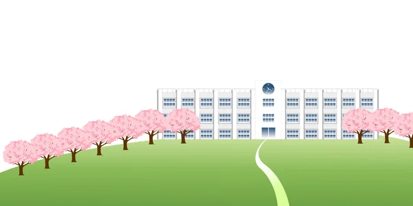 Kirsche Schule Frühling Hintergrund — Stockvektor