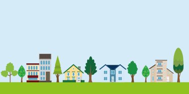 Ev ağaç cityscape arka plan