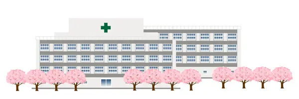 Hospital Cherry Spring background — Stock Vector
