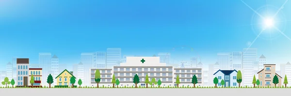 Hospital casa paisaje fondo — Archivo Imágenes Vectoriales