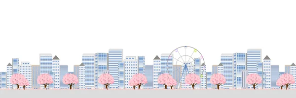 Kirsche Frühling städtischen Hintergrund — Stockvektor