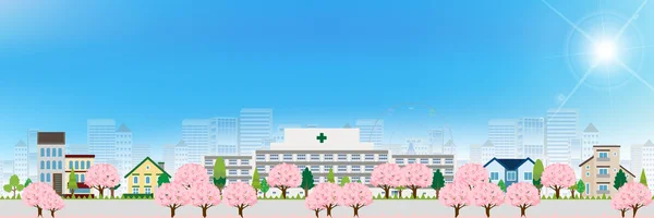 Cherry Hospital fond de printemps — Image vectorielle