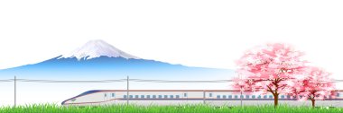 Shinkansen cherry Hokuriku background clipart