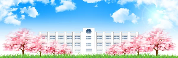 桜学校春の背景 — ストックベクタ