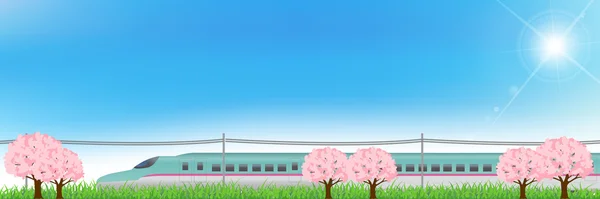 新幹線桜北海道背景 — ストックベクタ