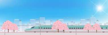 Shinkansen kiraz kentsel arka plan