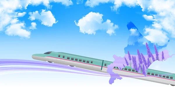Shinkansen lavanta Hokkaido arka plan — Stok Vektör