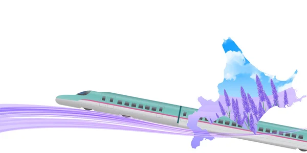 Shinkansen lavanda Hokkaido fondo — Vector de stock