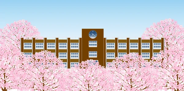 Schule Kirsche Frühling Hintergrund — Stockvektor