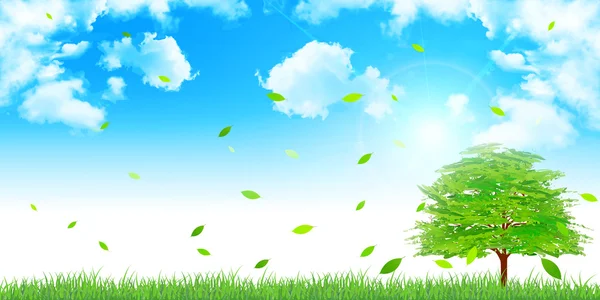 Tree leaves fresh green background — Stock Vector