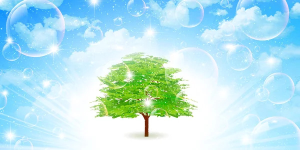 Листя дерева свіжий зелений фон — стоковий вектор