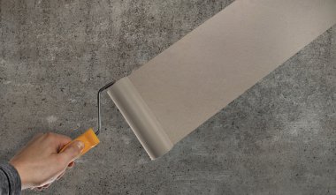 putting stucco gray concrete slab clipart