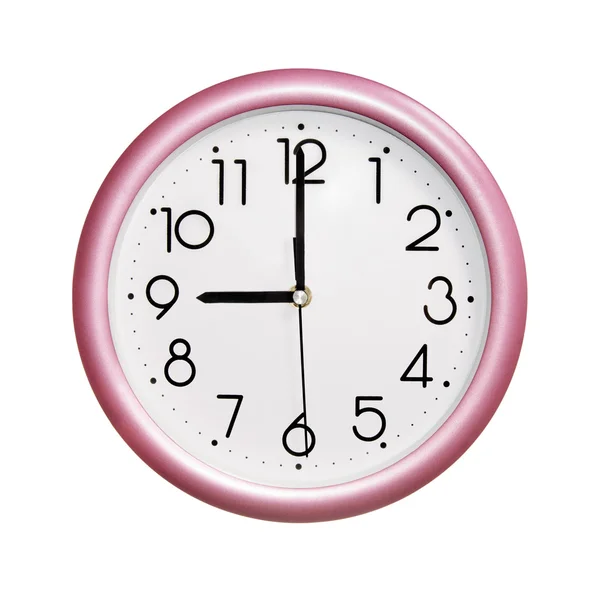 Foto orologio rotondo rosso-rosa — Foto Stock