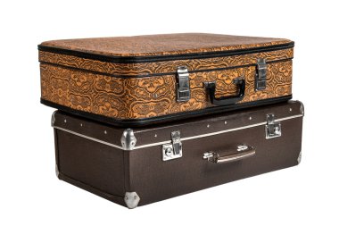 İki nadir kahverengi deri çanta, izole