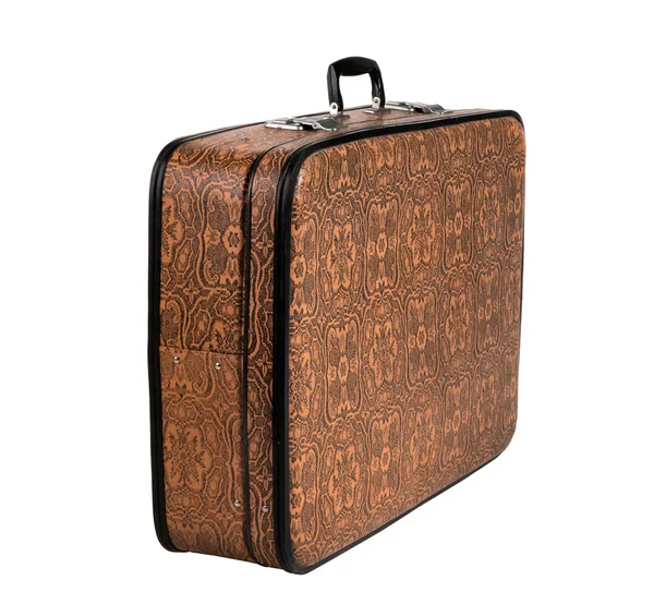 Rarity brown leather suitcase, isolated — Stock Photo, Image