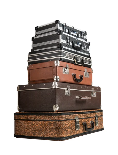 Pile of suitcase in the lying position, isolated — Stock Photo, Image