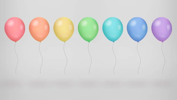 Grupo Muitos Balão Mosca Multi Colorido Sobre Fundo Cinza Conceito — Fotografia de Stock