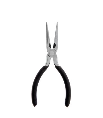 bir endüstriyel alet - uzun burun pensesi, beyaz arka planda, izole