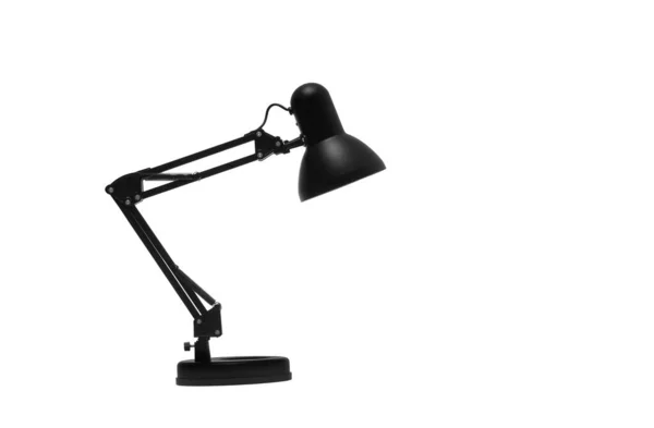 Enkele Zwarte Bureaulamp Stand Witte Achtergrond Geïsoleerd — Stockfoto