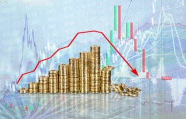 Ticari mali şema, fon değişimi, ticaret, bitcoin düşüşü konsepti.