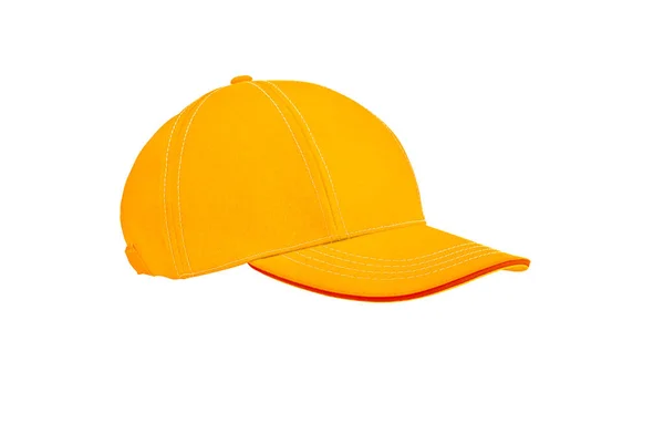 Casquette Baseball Jaune Simple Chapeau Uniforme Sur Fond Blanc Isolé — Photo