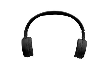 Tek siyah bluetooth kablosuz kulaklık, beyaz arkaplanda, izole edilmiş.