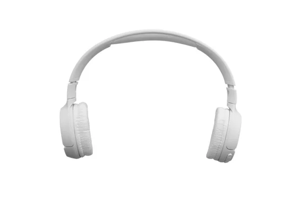 Одиночні Білі Бездротові Навушники Bluetooth Білому Фоні Ізольовані — стокове фото