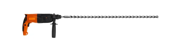 Bauwerkzeug Bohrhammer Schlaglochperforator Mit Großer Langgezogener Bohrschnecke Auf Weißem Hintergrund — Stockfoto