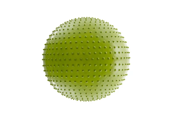 Green Gymnastic Massage Ball Thorns Fitness White Background Isolated Sports — Stock Photo, Image