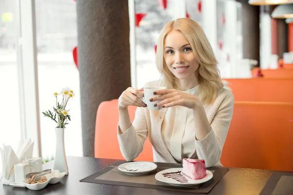 Woman in Cafe — Stock Photo, Image
