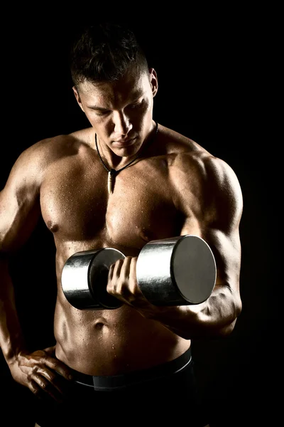 Dumbbell ile adam — Stok fotoğraf