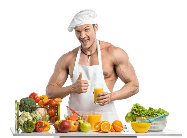 Man bodybuilder cook — Stockfoto