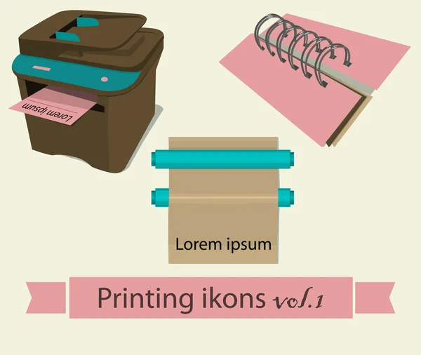 Conjunto de iconos de impresión 1 — Archivo Imágenes Vectoriales