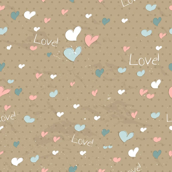 Vintage seamless texture with hearts. — Stock Vector