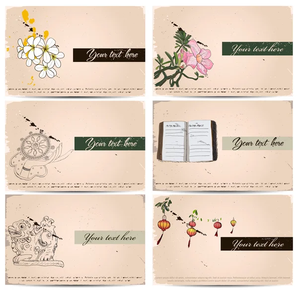 Vintage visitekaartjes set. — Stockvector