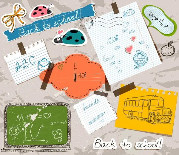 Scrapbooking set con elementi scolastici . — Vettoriale Stock