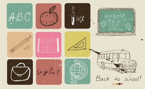 Affiche de dessin à la main de retour à l'école . — Image vectorielle