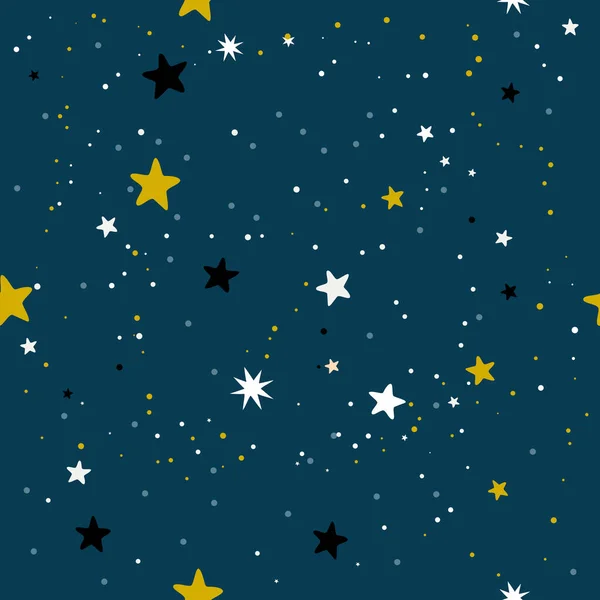 Patrón sin costuras con estrellas. Ilustración vectorial. Ver cartel con búho frome esta colección. Vectores de stock libres de derechos