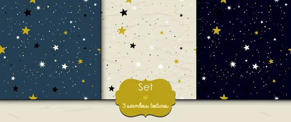 Ensemble de motifs sans couture avec des étoiles. Illustration vectorielle EPS8 — Image vectorielle