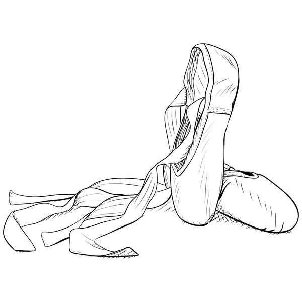 Hand-drawn style pointe shoes.