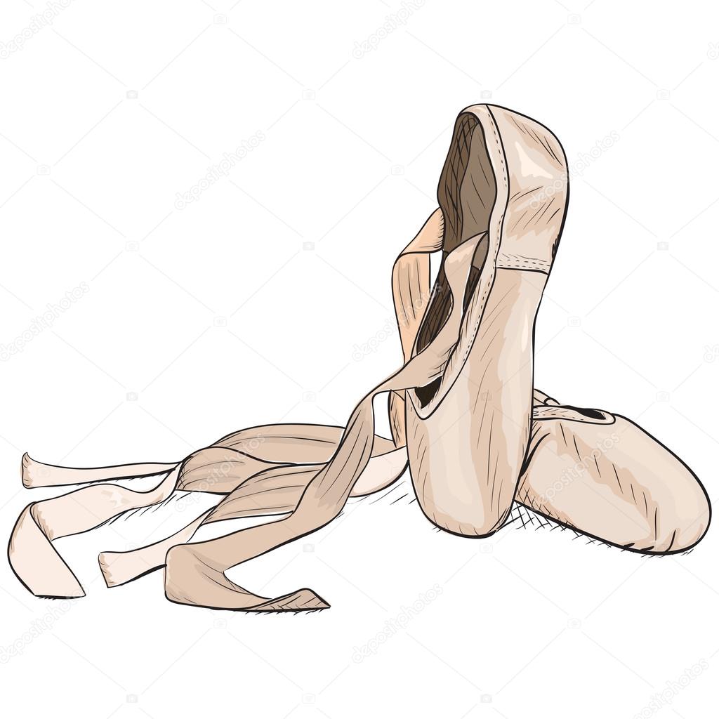 Hand-drawn style pointe shoes. EPS8 vector