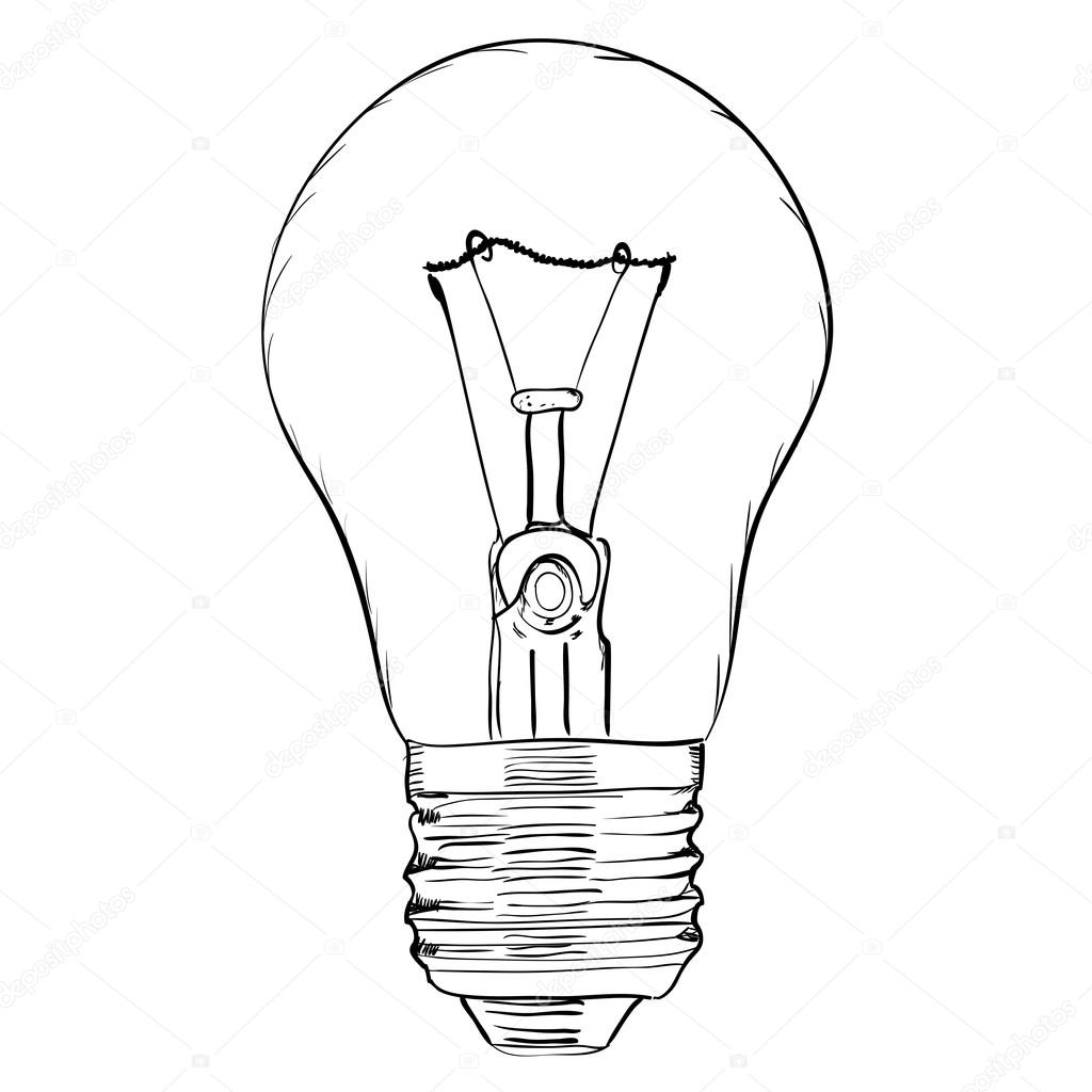 Hand-drawn light bulb on white background. EPS8 vector