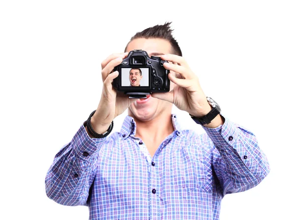 Young man taking selfie photo — Stock Photo, Image