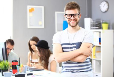 smart young businessman in eyeglasses