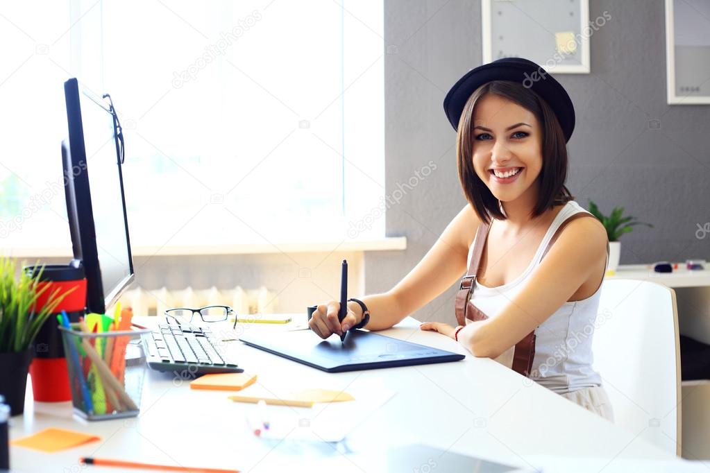 designer using graphics tablet